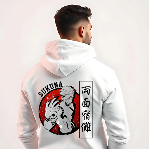 Sukuna EDITION printed white unisex hoodie